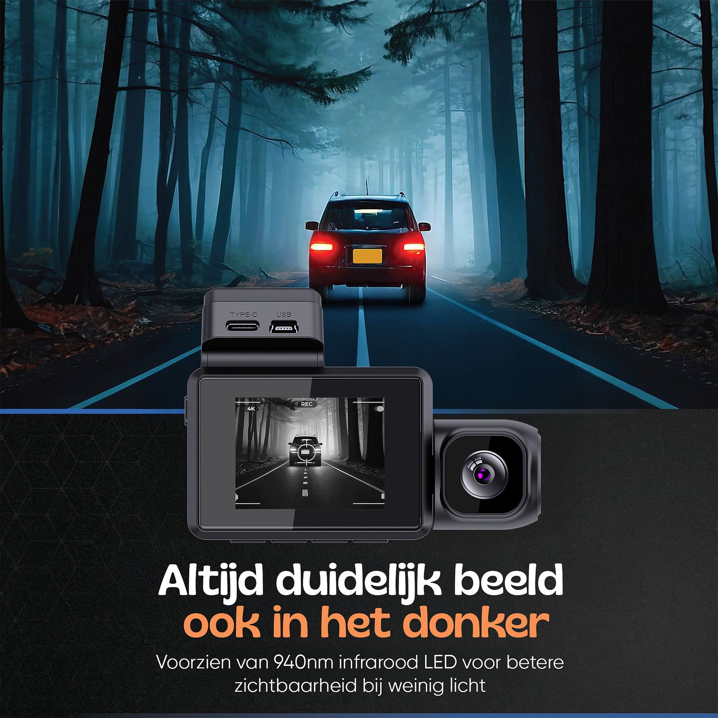 Camigoo® M800 Pro Dashcam voor Auto - Voor, Achter & Binnenkant – Ultra 4K, 2K & Full HD