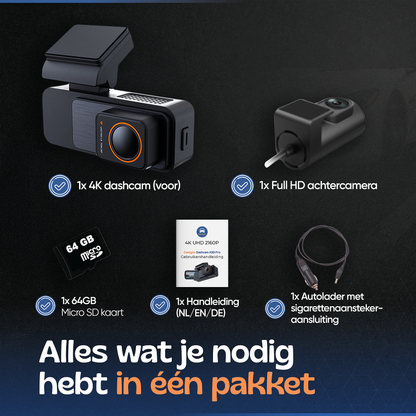 Camigoo® X30 Pro Dashcam voor Auto - Voor & Achterkant – Ultra 4K & Full HD